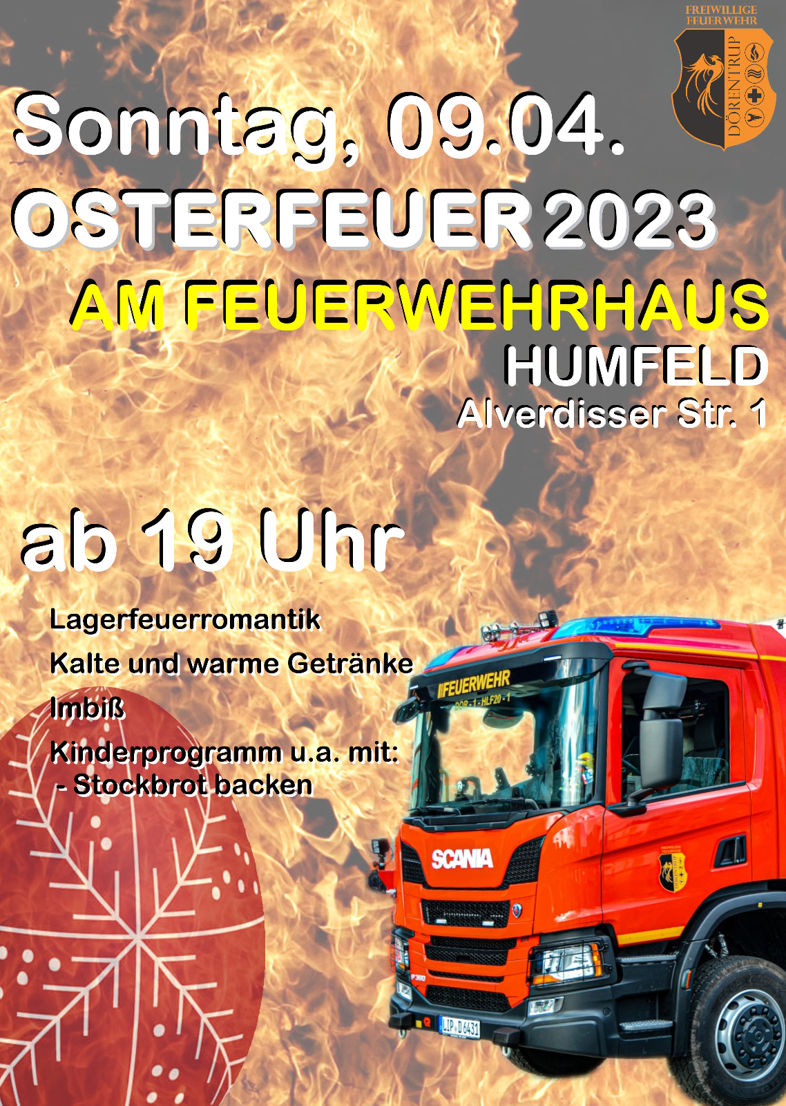 Osterfeuer 2023 | Feuerwehr Dörentrup Einheit Humfeld